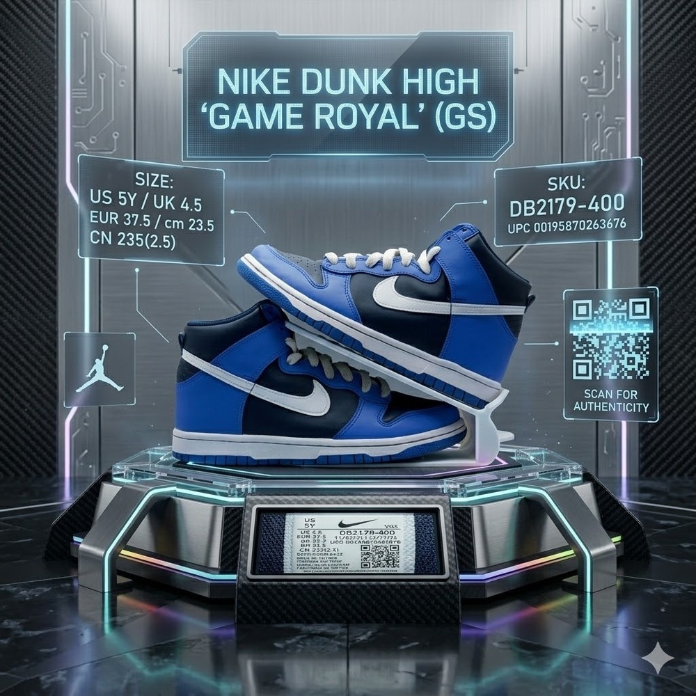 Nike Dunk High Game‎ Royal Obsidian Medium Blue White DB2179-400 Size 5Y 6.5W